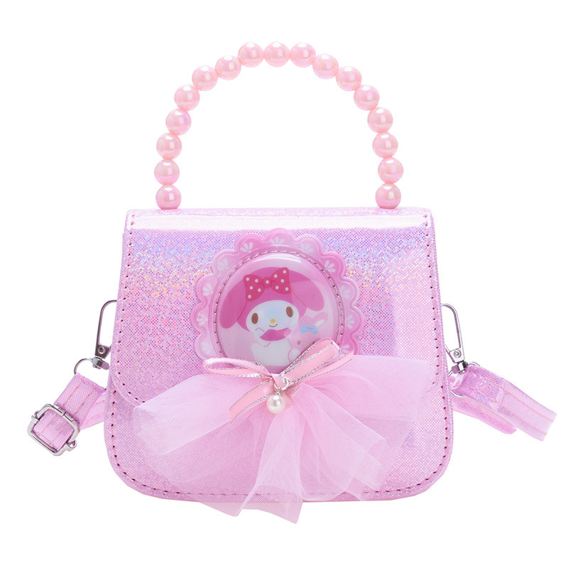 New children's single-shoulder bag for girls, Kuromi Cinnamon Dog handbag, fashionable flash light, cute crossbody small bag Item Picture