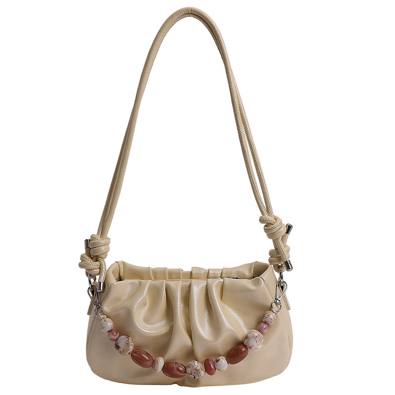 French pleated cloud bag for women 2025 new style, exquisite beaded hand-held shoulder bag, high-end and stylish crossbody bag Item Picture
