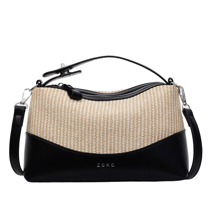 2025 New hand-held pillow bag for women, large-capacity beach and seaside straw woven bag, hand-woven single-shoulder crossbody bag Item Picture