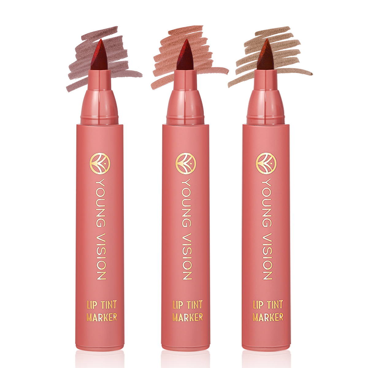 YOUNG VISION Lip Dye Pen 3-color lipstick water set Lip liner pen Matte non-stick cup Lip dye Item Picture