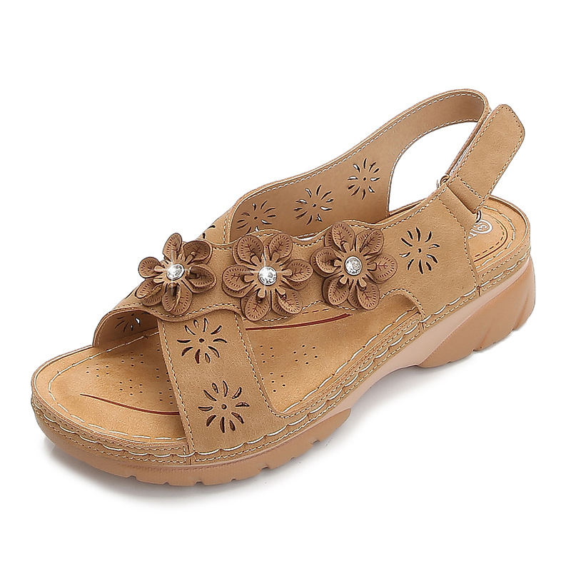 Cross-border best-selling women's sandals, 2021 new summer flower-patterned women's sandals from Europe and America, direct sales from foreign trade women's shoes manufacturer Specification drawing