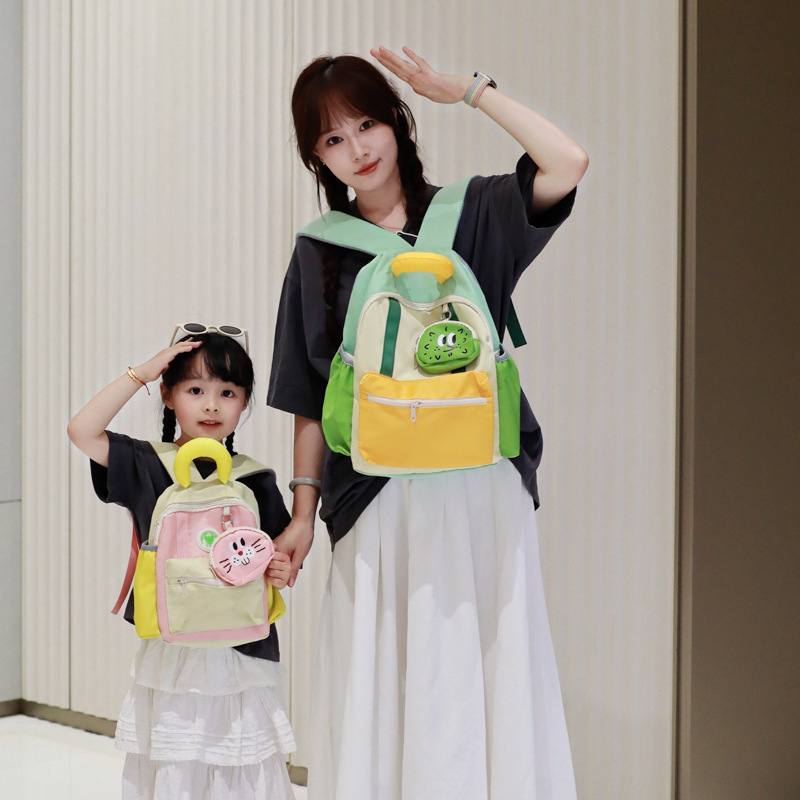 Korean version kindergarten backpacks for boys and girls, 3-6 years old, 9 babies, children's backpacks, dopamine color-blocking backpacks Specification drawing