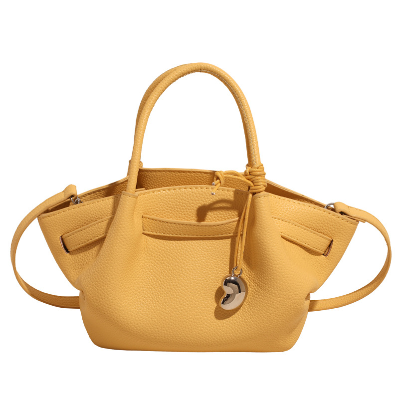 Hand-held bucket bag, women's bag, Korean retro 2025, trendy and fashionable texture, casual single-shoulder bag, commuter crossbody bag Item Picture