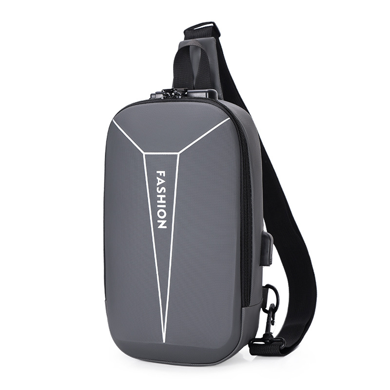 Cross-border business travel men's motorcycle bag, urban simple large-capacity chest bag, Oxford fabric multi-functional crossbody bag Item Picture