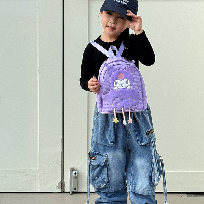 New casual, versatile and trendy small bag, cute cartoon, and stylish Kuromi backpack for little class girls in kindergarten Specification drawing