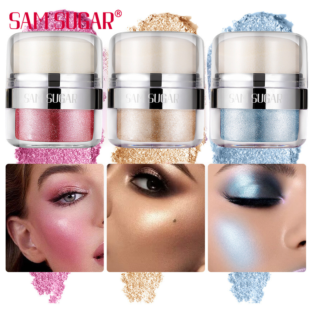 SAM SUGAR Cushion Highlighter Glitter Multi-functional Three-dimensional Contouring and Brightening Pearlescent Eyeshadow Body Pat Powder full figure