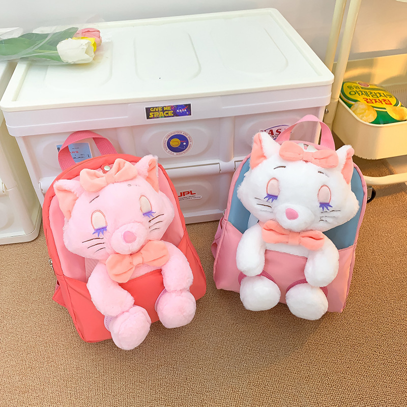 Cartoon sleeping cute cat doll children's backpack, fashionable and adorable kindergarten schoolbag, 1-4 years old baby casual backpack 3 details Picture