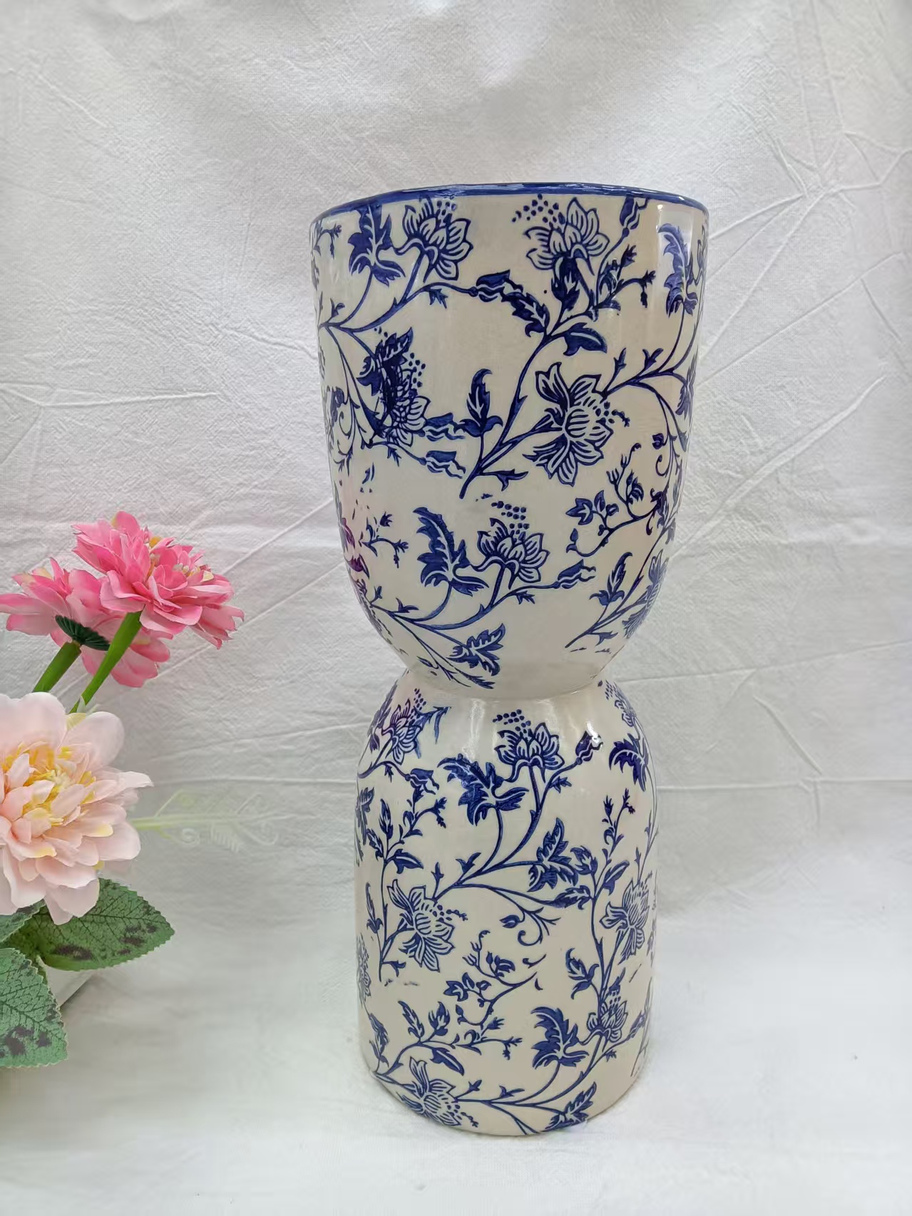 国潮精致陶瓷花瓶装饰  摆件家居装饰艺术品  青花瓷系列简约设计花艺插花器                     