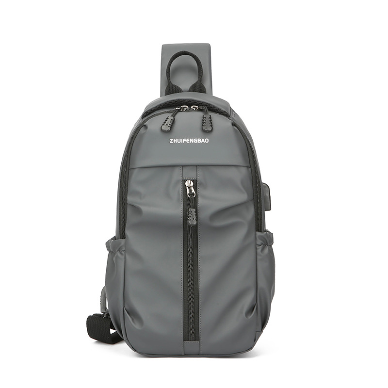 Customized business trip USB chest bag, fashionable men's single-shoulder crossbody bag, multi-functional trendy casual travel backpack Item Picture