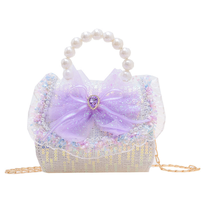 New children's bags, summer fashion crossbody bag, girl pearl hand-held princess bag, chanel-style coin purse Item Picture