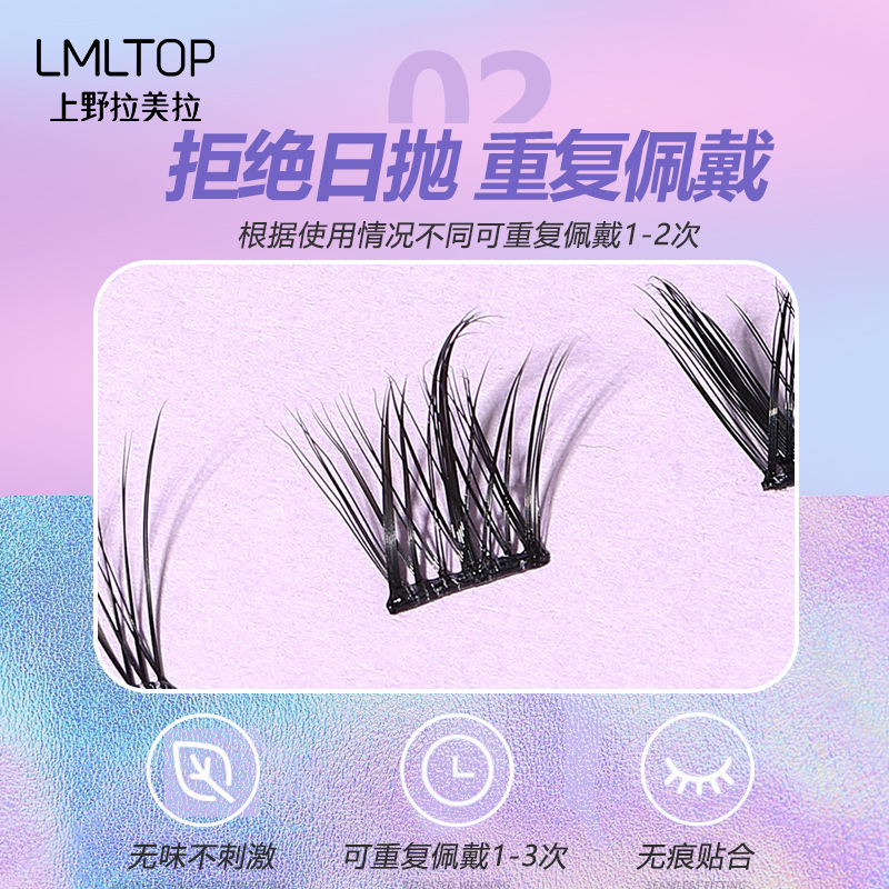 LMLTOP's best-selling lazy person's self-adhesive false eyelash without glue, fox style fairy portable segmented eyelash SY914 Application Scenario