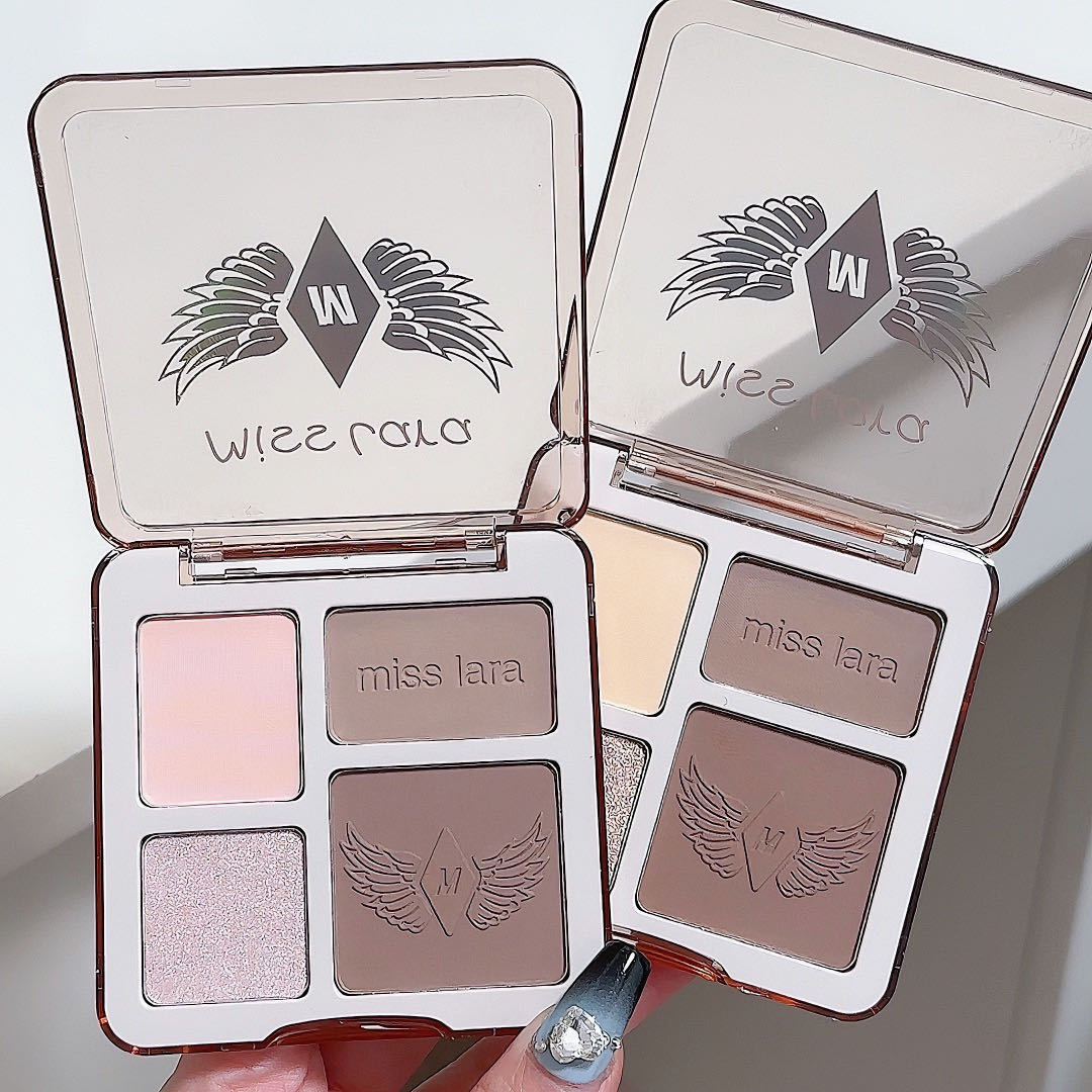 miss lara Four-color Contouring Palette, Highlighter Contouring one-piece Palette, Matte Brightening Glitter Highlighter Eyeshadow Contouring Palette full figure