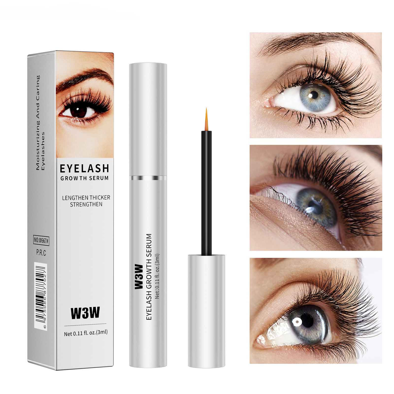 W3W Amazon Silver Tube Long Eyelash Liquid Transparent Colorless Natural Thickening Eyelash Long Eyelash Liquid Cross-border Makeup details Picture