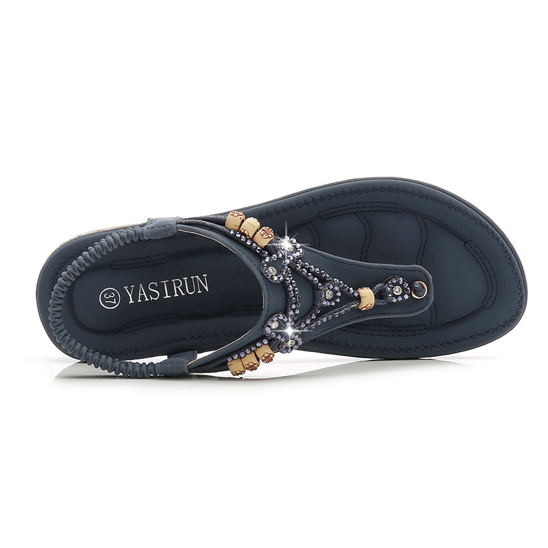 shoes women Cross-border plus-size Sandals 2025 New style flip-toe Women's Sandals with beaded rhinestones and cool wedge heels for women Application Scenario