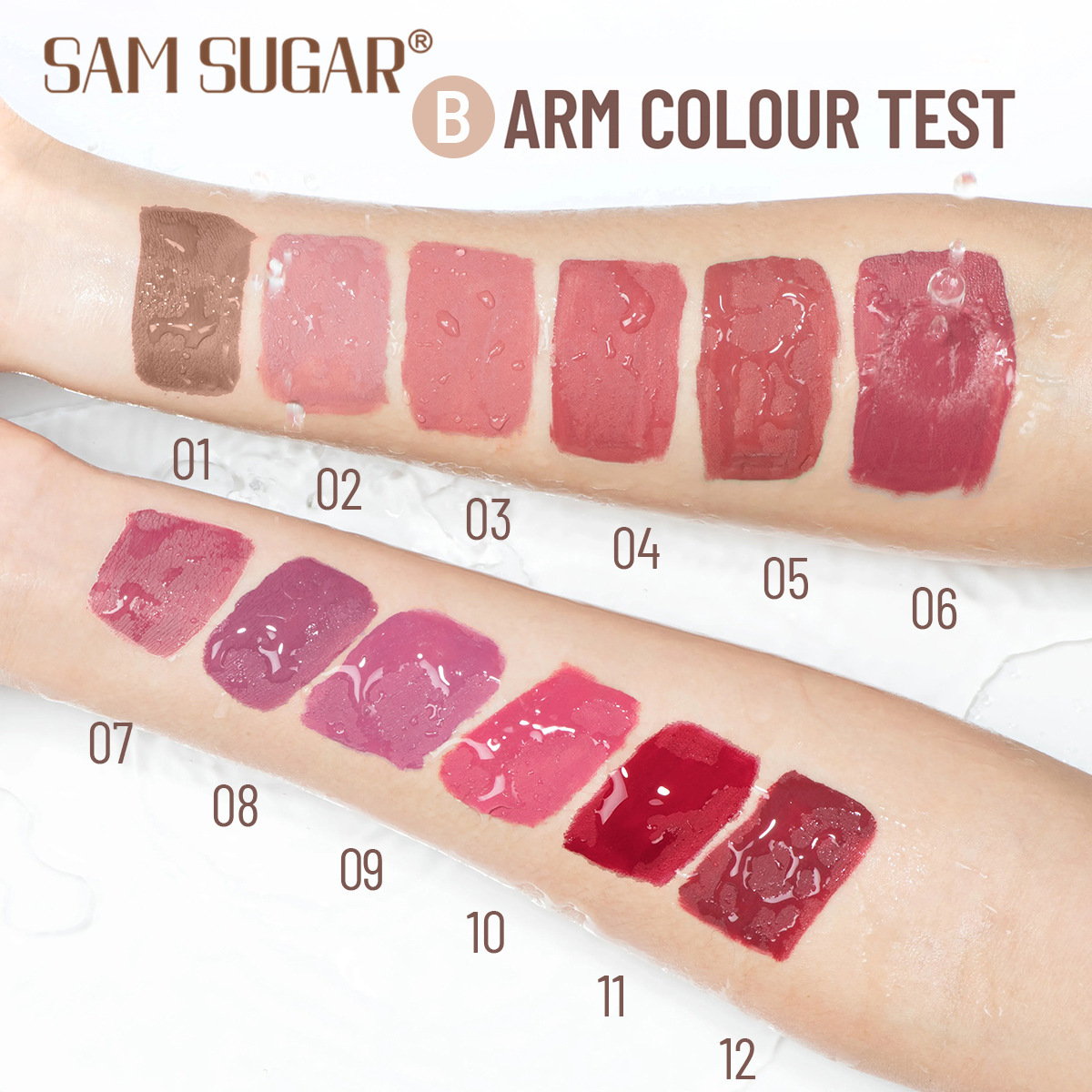 SAM Sugar 12-color Book Lip Gloss set Matte velvet non-stick cup lip gloss lipstick Specification drawing