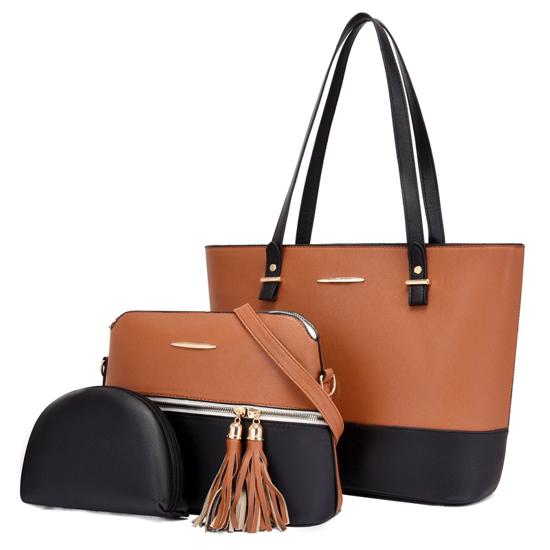 2023 New style mother-and-child bag, grand three-piece set, single-shoulder crossbody hand-held women's bag, factory wholesale, bag consignment cross-border full figure