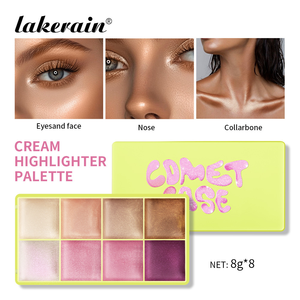 Lakerain 8-color Cream High Gloss Disc, Eye and Face High Gloss Contour Contour High Gloss Contouring Disc details Picture