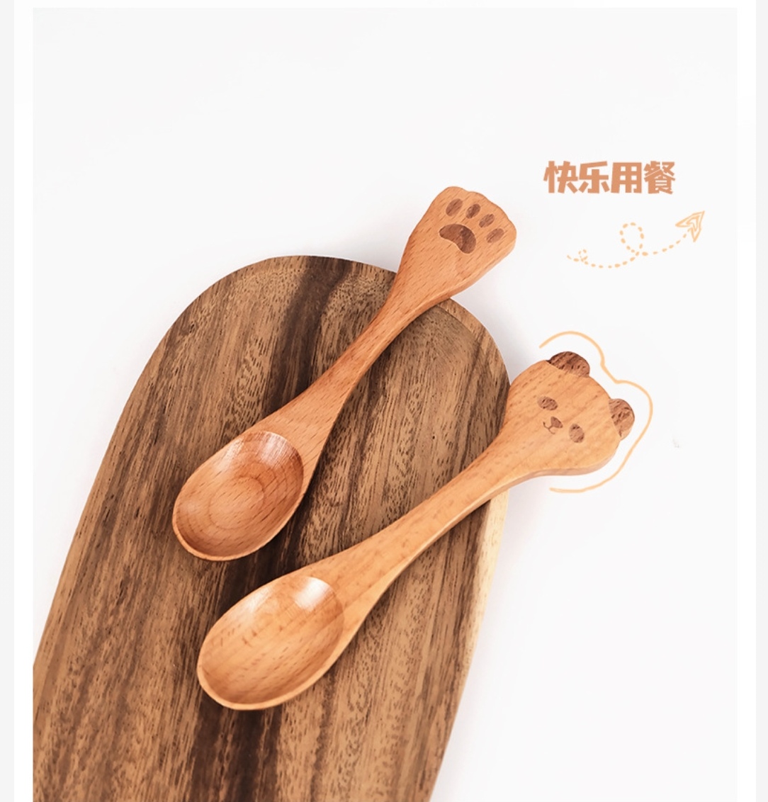 【 Yiwu Jiehao Bamboo and Wood Products 】【 Custom Tableware 】TT-0 Beech wood spoon, animal creative wooden cartoon spoon, coffee spoon pic 4