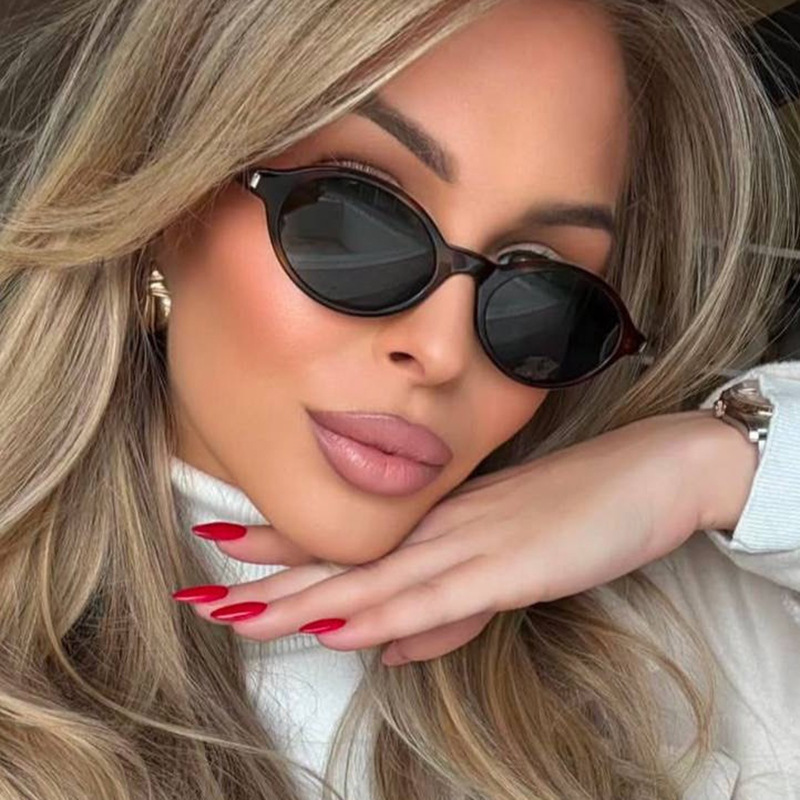 Oval rice nail sunglasses, simple 2025 new retro fashion sunglasses, European and American Instagram popular sunglasses for women details Picture