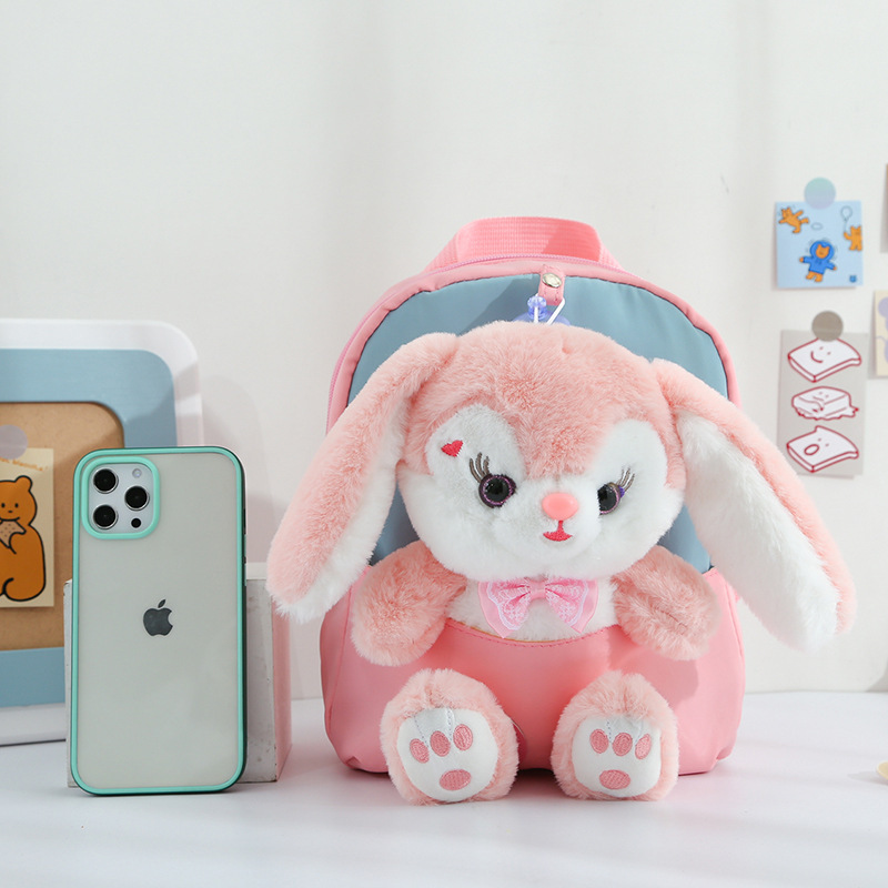Cartoon kindergarten backpack 2022 New Style children's schoolbag, cute plush rabbit doll backpack for export Application Scenario