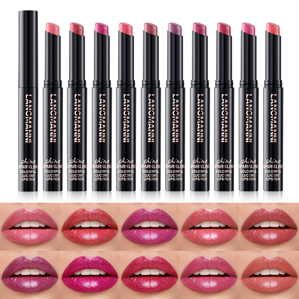 LANGMANNI ten-color bevel pearlescent rotating bevel design lipstick single pack full figure