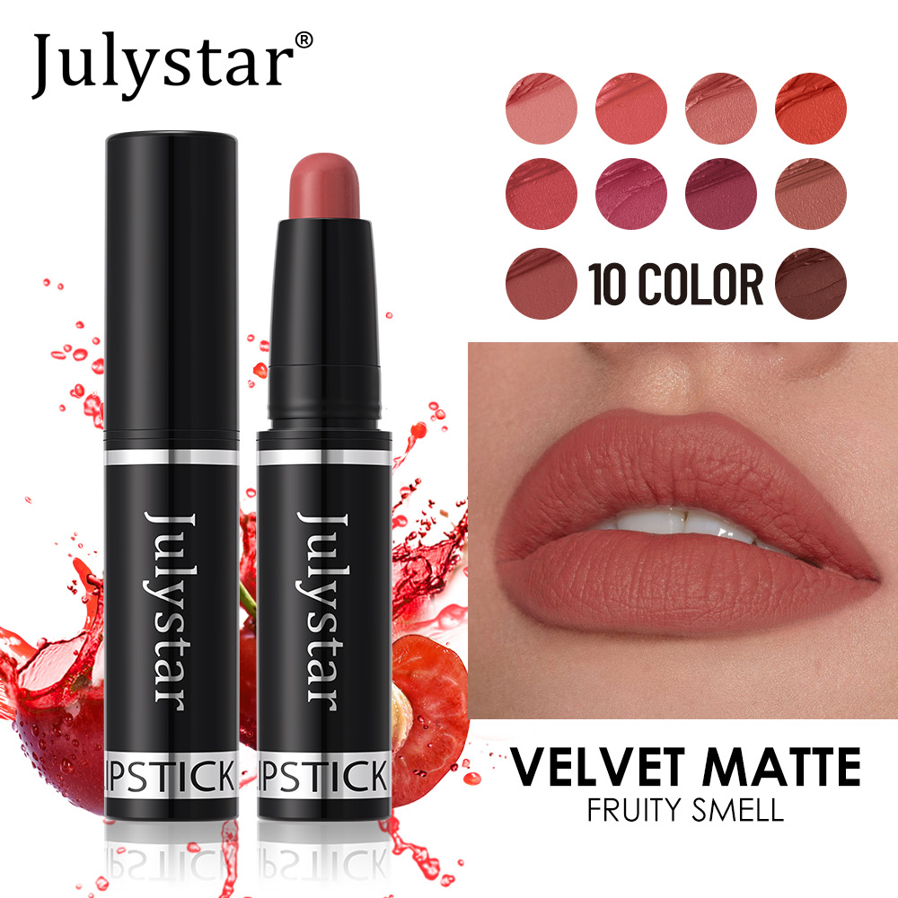Julystar Cross-border matte Makeup Lipstick Pen with rotating velvet is not easy to stick to the lip of the cup full figure