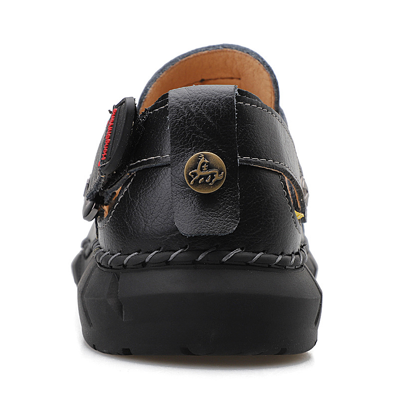 Cross-border genuine leather men's breathable large size 50 sandals, men's 49 massage sole, foreign trade cowhide beach shoes, casual men's slippers Specification drawing
