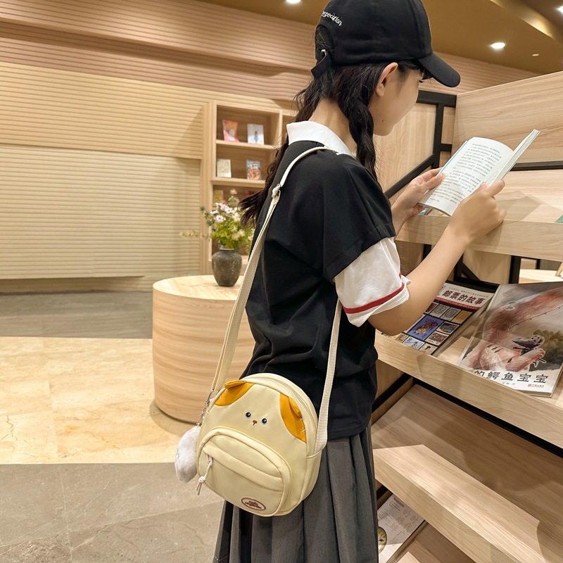 Little cat small schoolbag, cute and funny backpack for high school and college students, cartoon girls' backpack 2024 New style details Picture