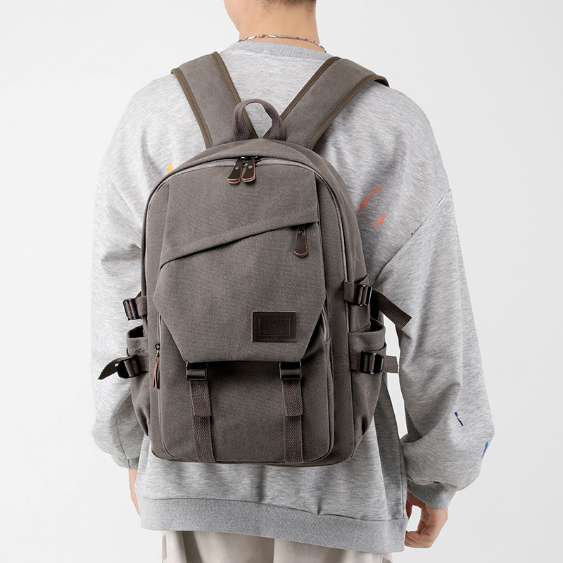 Backpack, large capacity, high-end schoolbag, college student travel bag, Hong Kong-style casual travel bag, backpack, canvas bag Specification drawing