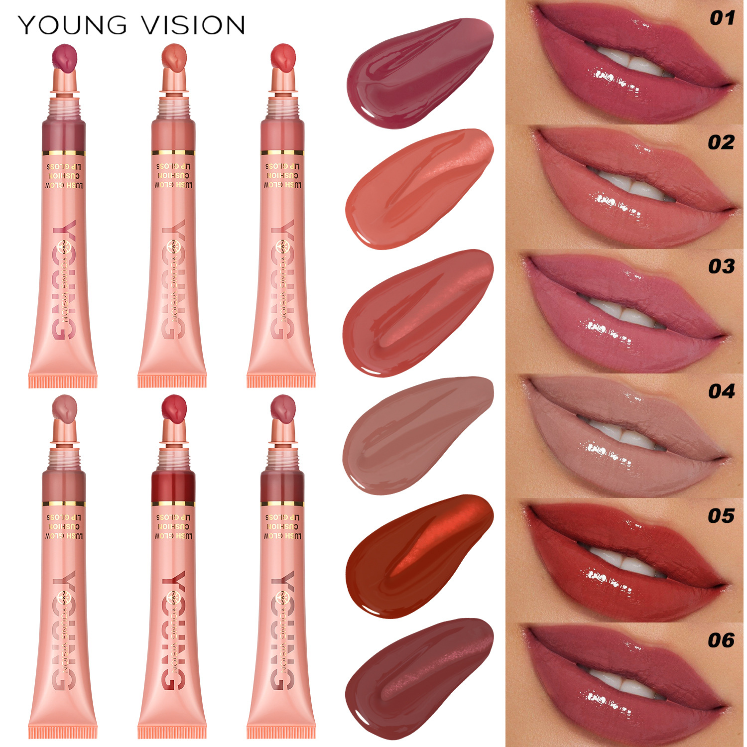 YOUNG VISION Liquid Water Glossy Lip Gloss Plush Brush head Squeeze Lip gloss Lip gloss details Picture