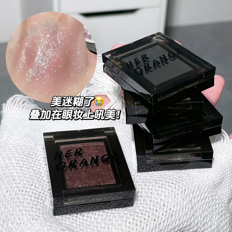 HERORANGE~ Smoky sweet and cool single-color eyeshadow palette with pearlescent and matte fine glitter, natural and brightening, affordable makeup details Picture