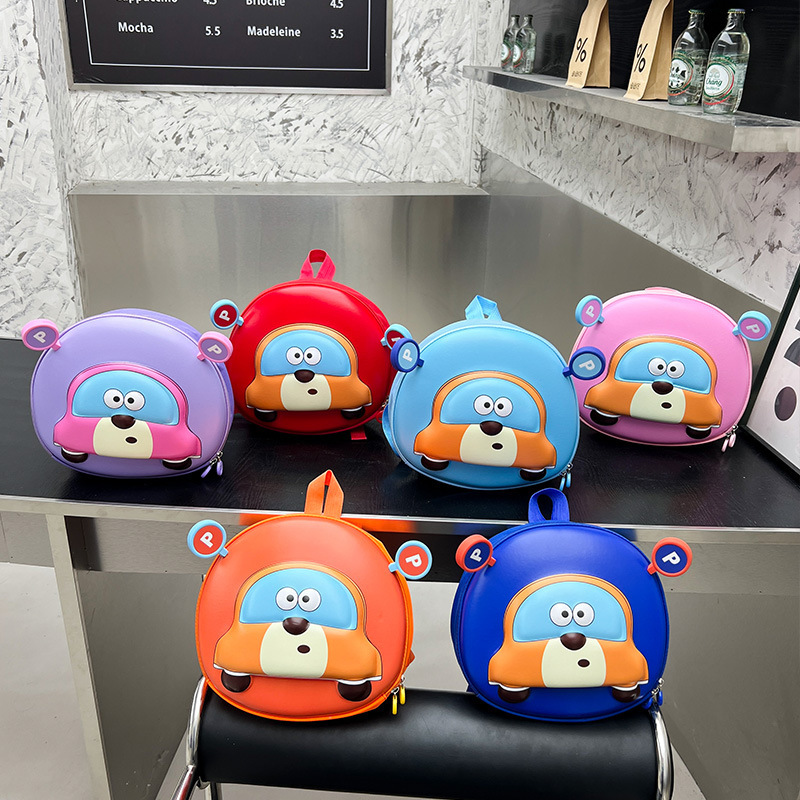 2024 New kindergarten schoolbag, cute car baby, lightweight backpack, eggshell backpack for boys and girls to go to school Specification drawing