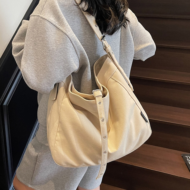 Retro canvas bag for women, 2025 new large-capacity Korean version single-shoulder crossbody bag, fashionable and casual commuter tote bag Specification drawing