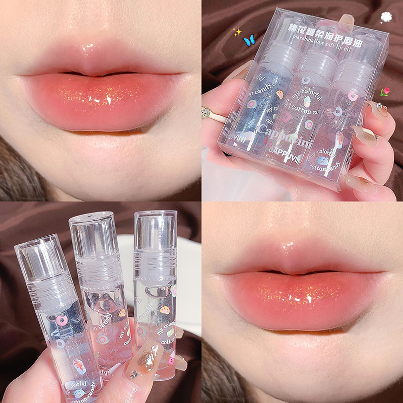 Cappuvini Cotton Candy Lip Gloss Lip Balm Glass Transparent Lip Oil Moisturizing and Hydrating Water Gloss Lip Gloss Lipstick details Picture