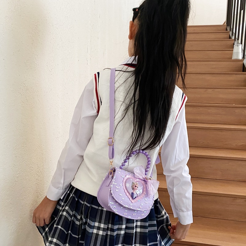 The new cute baby small bag of the Ice and Snow Aisha Princess children's gift bag, the flashing light style girls' crossbody bag for hand-carrying Specification drawing