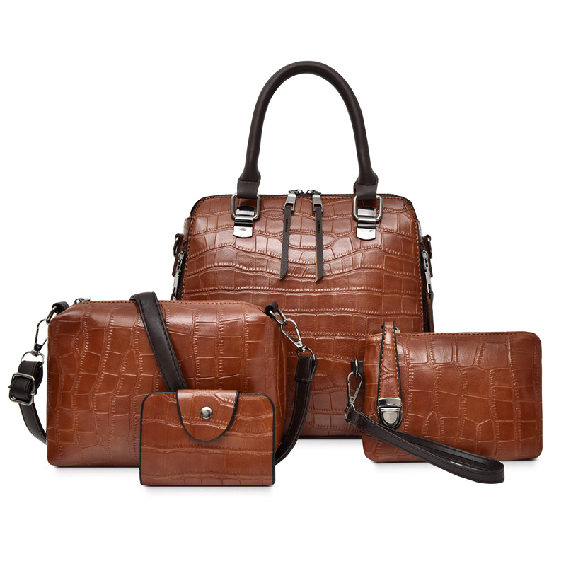 2021 New Crocodile-patterned mother-and-child bag Cross-border trade women's Bag four-piece set, one-piece consignment, bill of lading, shoulder crossbody bag full figure