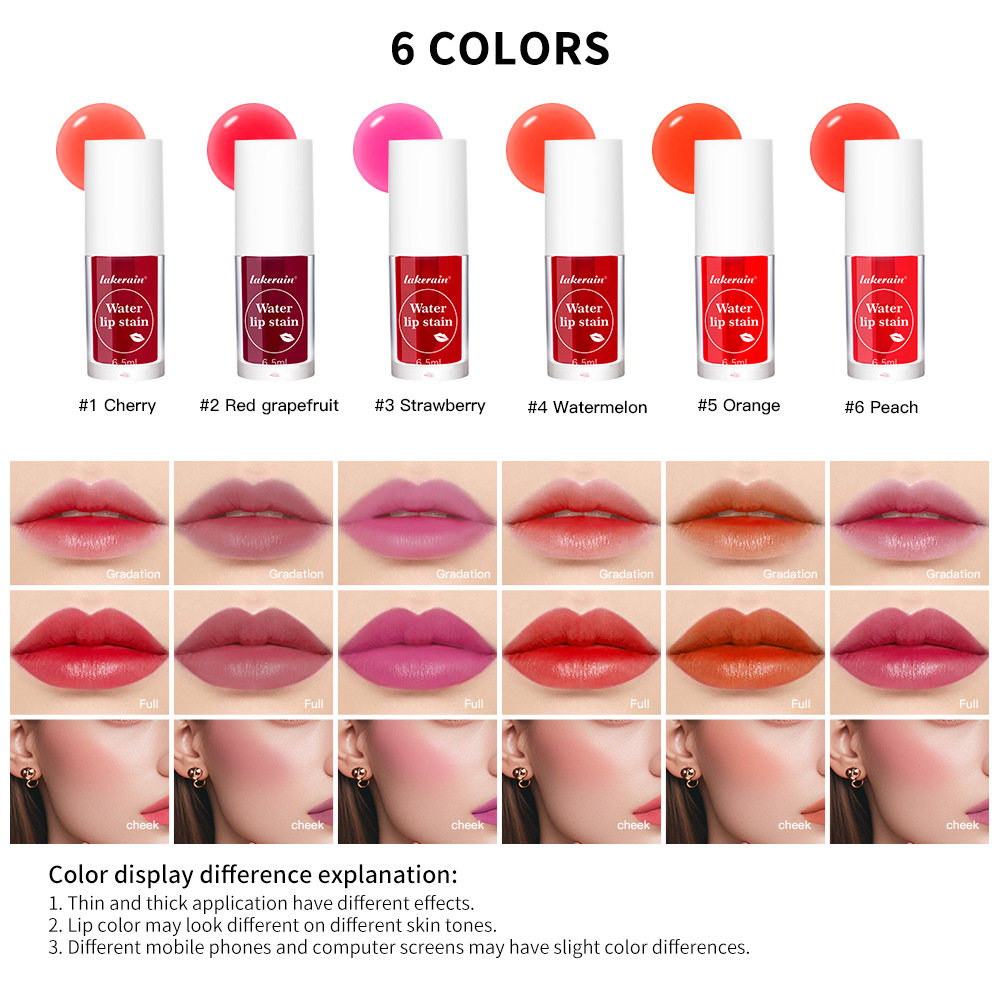 Lakerain Lip Dye, Lipstick and Moisturizer, dual-purpose blush, lip gloss and lipstick toner full figure