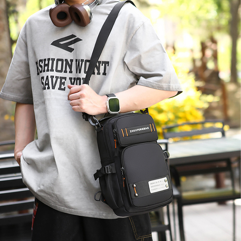 New fashionable men's chest bag, multi-functional dual-purpose backpack, simple small backpack, outdoor single-shoulder travel crossbody bag details Picture