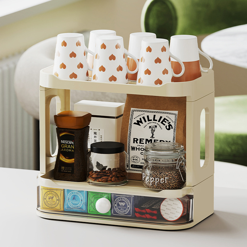 Q35-QY2105A bar counter cup holder, storage rack, desktop tea and coffee storage rack, Japanese-style high appearance level kitchen water Specification image