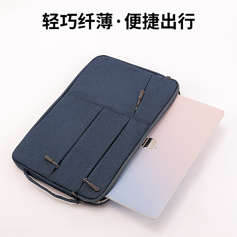 Cross-border best-selling multi-pocket 300D with fleece, suitable for Mac, Huawei 13, Lenovo 14-inch laptop handbag full figure