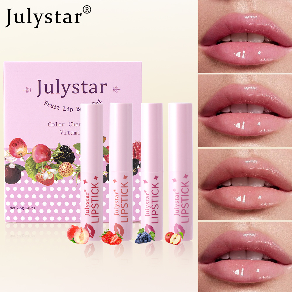 Julystar Lip Tinting Lip Balm Moisturizing and Hydrating Lip Lines, Vitamin E-containing fruit-scented warming lipstick full figure
