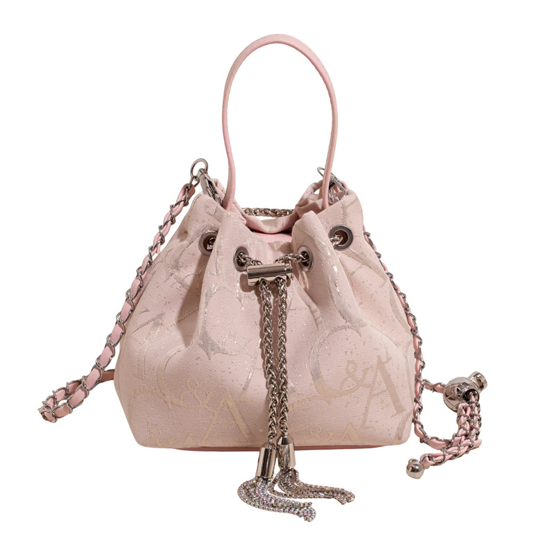 New Chinese-style crossbody bag, butterfly chain hand-held bucket bag, fashionable, beautiful and versatile, commuting and playing bag for women Item Picture