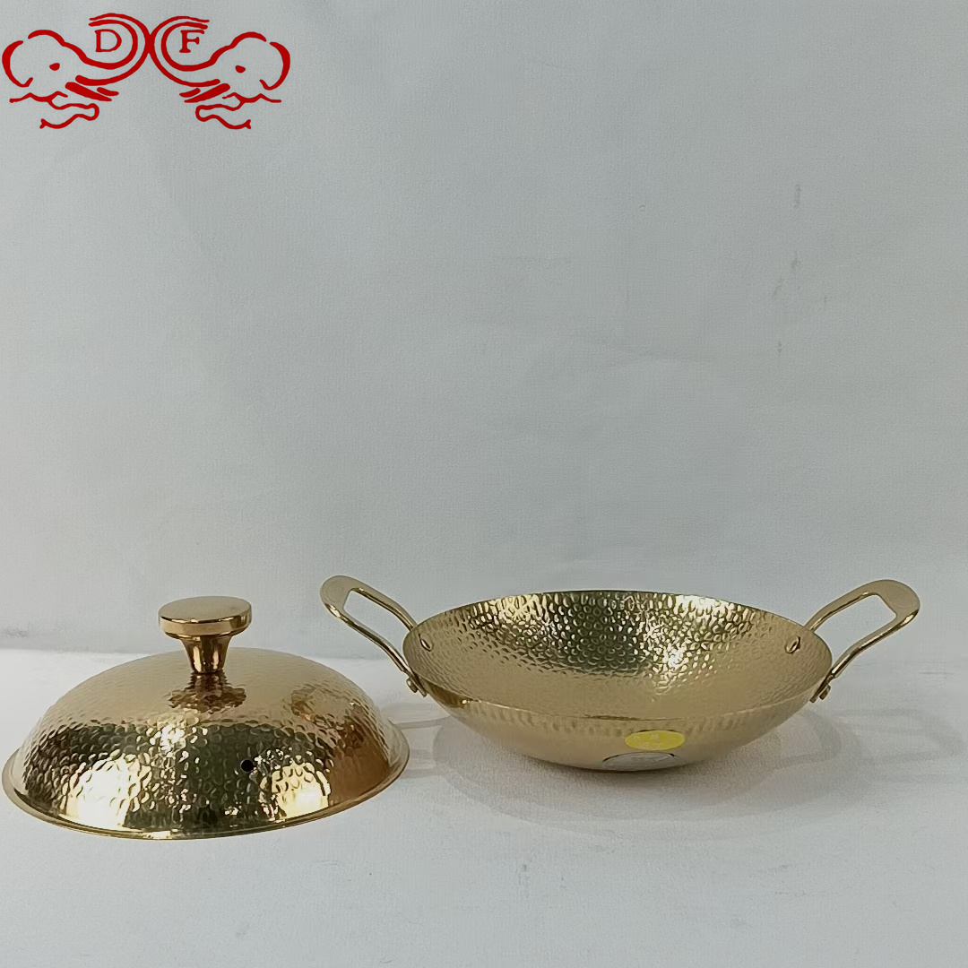 DF99002 Hammer-patterned dry Pot, bar cauldrail, Alcohol stove Special Pot, Golden double-ear bar Cauldrail, Seafood boiler, DF TRADINGHOUSE
