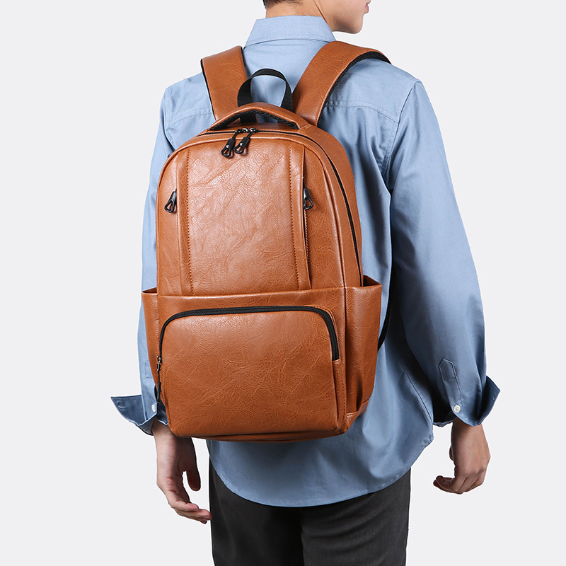 2024 New men's trend Edition large-capacity backpack, simple commuting computer bag, cross-border wholesale, junior and senior high school schoolbag details Picture