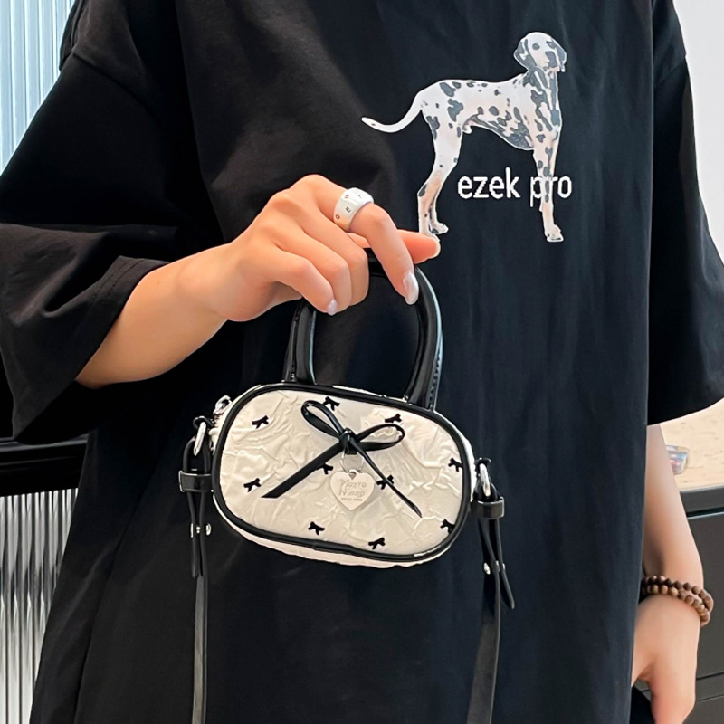 Pink bow bag 2025 Summer new style, niche and stylish design, underarm bag, mini single-shoulder crossbody bag Specification drawing