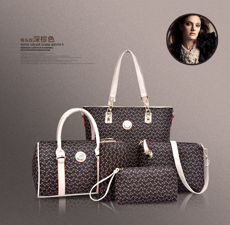 Five-piece set of arrow-shaped fishbone pattern mother-and-child bag for women, trendy crossbody single-shoulder handbag, cross-border one-piece delivery worldwide Specification drawing