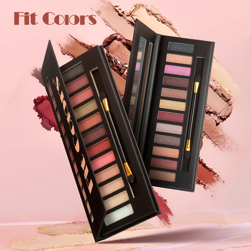 Fit Colors 12-color multi-functional Makeup Powder palette Matte, Pearlescent, high-gloss Contour Blush and Eyeshadow Palette set Specification drawing