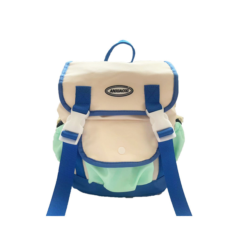 New fashionable color-blocking children's, boys' and girls' casual and cool baby travel backpack, kindergarten schoolbag Item Picture
