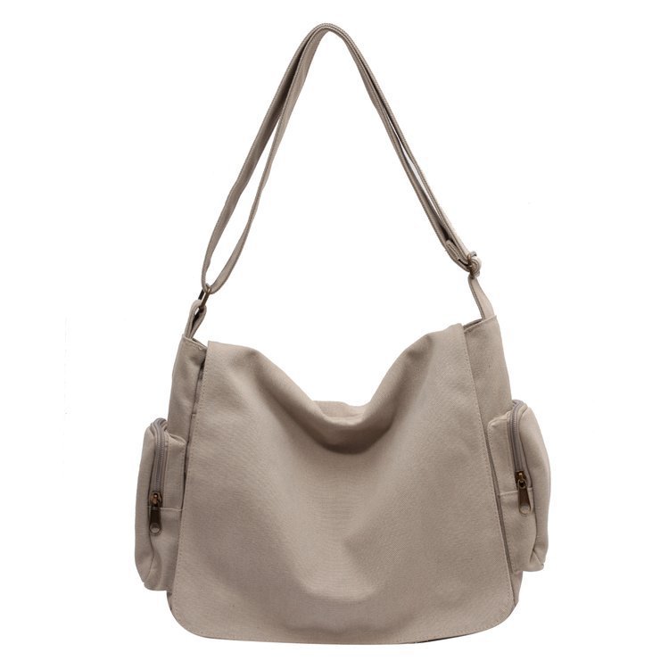 A large-capacity women's 2025 new Korean-style simple canvas bag, a fashionable large-capacity crossbody tote bag Item Picture