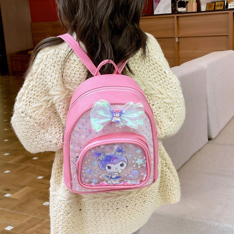 Kindergarten children's backpack mini pu princess sequined single-shoulder and double-shoulder bag Children's accessory bag Cartoon schoolbag full figure